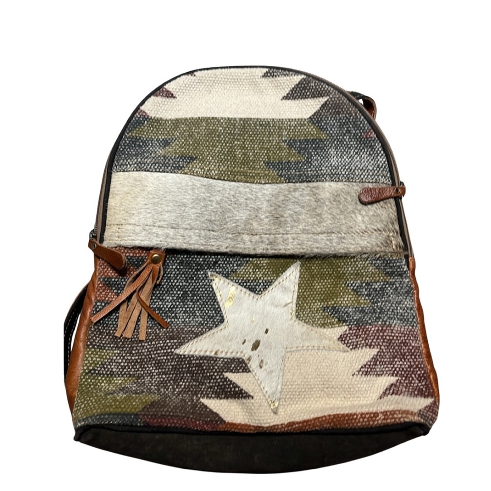 Myra Cream and Brown Patterned Bag